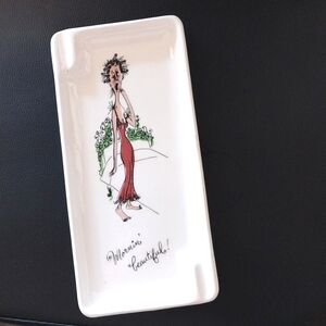 VINTAGE ASHTRAY / TRINKET DISH MORNIN BEAUTIFUL! LADY RETRO